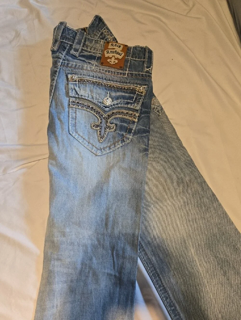 Rock Revival Men's Washed Blue Relaxed Straight Jeans
